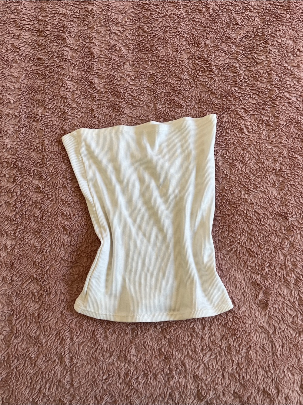 Women’s White Ribbed Strapless Tube Top